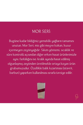 Milas Memecik Erken Hasat Soğuk Sıkım Mor Seri 3 L Teneke