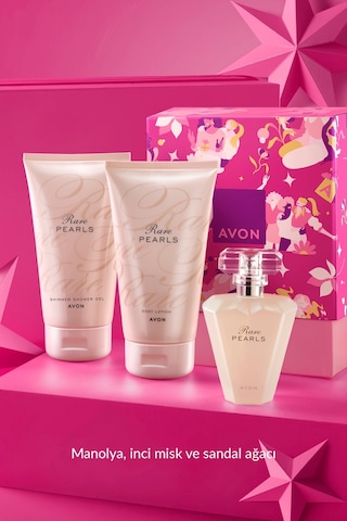 Avon Rare Pearls Kadın Parfüm EDP 50 ML + Shimmer Duş Jeli 150 ML + Vücut Losyonu 150 ML