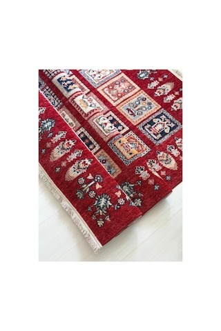 Alize Patchwork Esintili Etnik Desenli Kırmızı Halı - Modern Klasik Oda Ve Salon Halısı Kırmızı