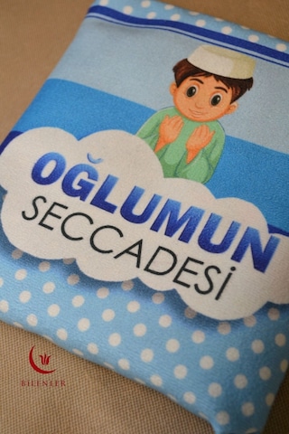 Çantalı Erkek Çocuk Seccadesi-oğlumun Seccadesi Mavi Mavi