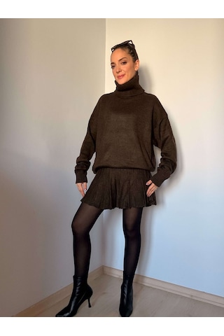 Ali Butik Acı Kahve Balıkçı Yaka Triko Takım Kahve