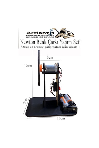 Newton Renk Çarkı Yapım Seti 1 Adet 12x7x10 Cm Fen Bilimleri Deney Setleri Okul Sınıf Nevton Çarkı
