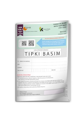 Yds İngilizce 2026/1 Yabancı Dil Sınavı Ösym Tıpkı Basım Çıkmış Soru Deneme Kitapçığı E-yds Uygun