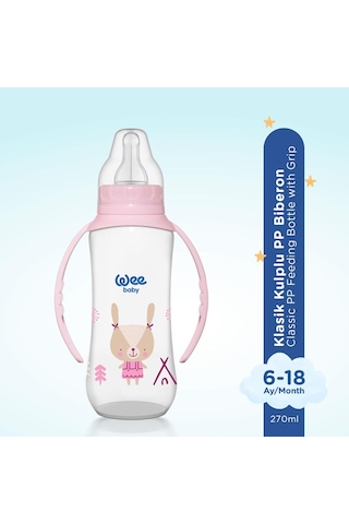 Wee Baby Klasik Kulplu Pp Biberon 150 Ml ve 270 Ml Biberon Seti - Pembe