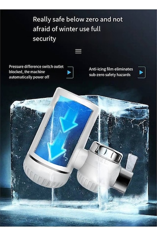 Xurunkeji Kolay Kurulum Hızlı Isıtma Karıştırma Musluğu Anında Elektrikli Su Isıtıcı Musluk Isıtıcı Dijital Ekranlı Ab Fişi Beyaz