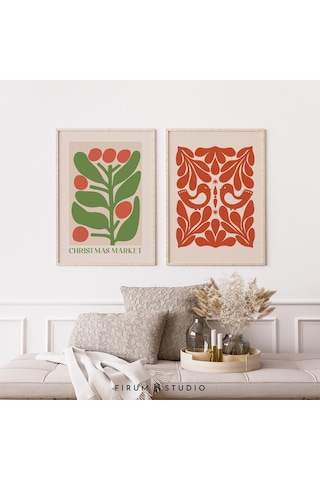 Renkli Noel, 2'li Set, Noel Duvar Sanatı, Noel Baskıları, Parlak Renkli Sanat