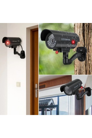 Duvara Monte Edilebilen Kırmızı Işıklı Siyah Sahte Güvenlik Kamerası Fake Kamera Bx40