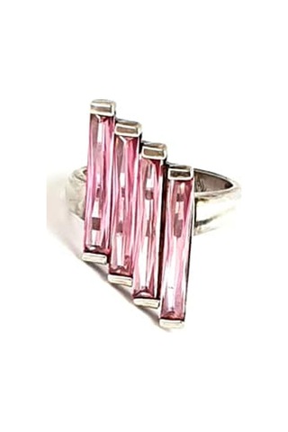 Pembe Zirkon Taşlı Italyan Tasarımı Gümüş Piatti Yüzük 19