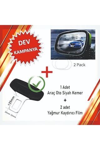 Tüm Araçlar Uygun Kemer Tokası 1 Adet + Araba Ayna Yağmur Koruyucu 1 Adet