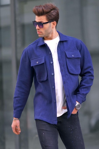 Madmext Lacivert Oversize Oduncu Erkek Gömlek 6709 Lacivert