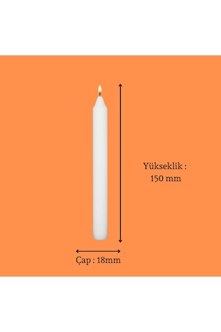 22 Lı Beyaz Bakkal Mum Çap : 1.8 Cm Beyaz