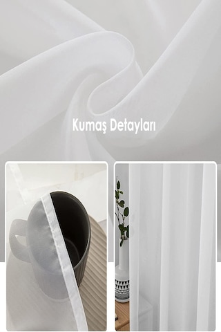 Beyaz Tül Perde Ekstrafor Büzgülü Yüksek Kalite Düz Tül Perde Beyaz