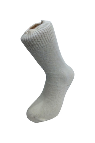 Yerli Üretim Erkek Yün Wool Soket Çorap - Ekru