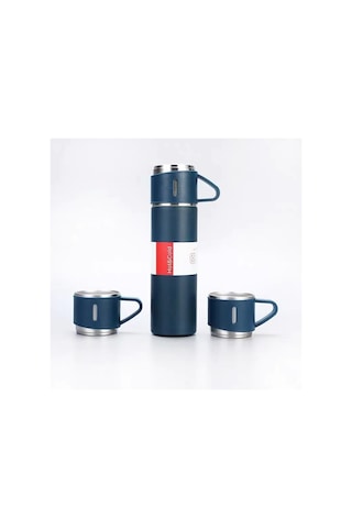 500ml 304 Paslanmaz Çelik Termos Kupası Taşınabilir İş Çay Kupası, Özellik: Hediye Kutusu Seti Gri