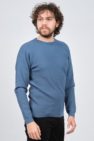 Çizgi Triko Erkek Bisiklet Yaka Slim Fit Kazak 42554259 Mavi Mavi