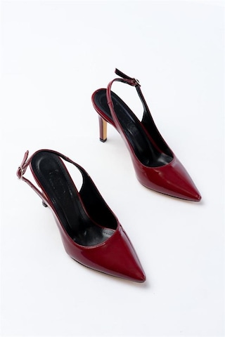 Alemdarshop St-1153 Bordo Rugan Günlük Arkası Açık 9 Cm Topuklu Kadın Ayakkabı