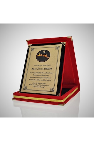 Plaket Ödül Derece Başarı Anı Hediye Plaketleri Kırmızı