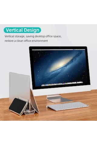 Pazly Dikey Dizüstü Bilgisayar Standı - Abs Malzeme - Gümüş/siyah - Çok İşlevli - Cep Telefonu Destekli