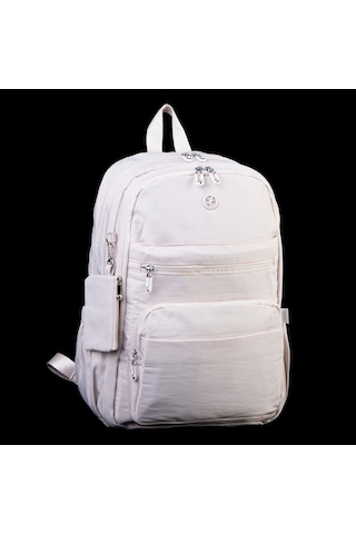Nas Bag Unisex Büyük Boy Çok Gözlü Hafif Sırt Çantası Bej Bej