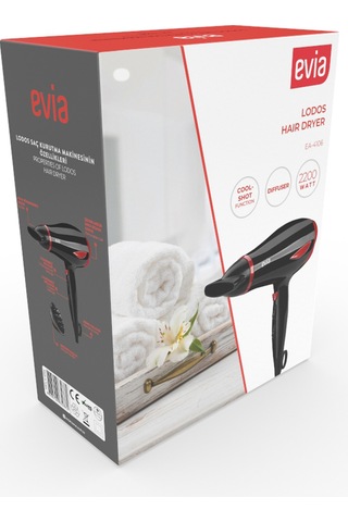 Evia Lodos 2200Watt DC Motorlu Isı ve Hız Ayarlı Difüzör Başlıklı Saç Kurutma Fön Makinesi Gold