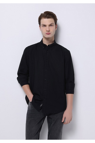 Colin's Colins Regular Fit Shirt Neck Düz Erkek Siyah Uzun Kol Gömlek Cl1074489 Q1.v1 Blk