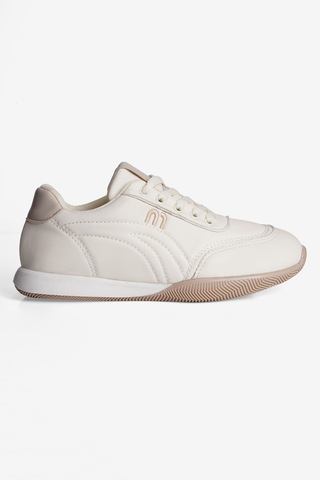 Mubiano Kadın Sneaker Günlük Rahat Bağcıklı Konfor Tabanlı Spor Ayakkabı Movi Bej