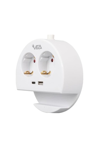 Ve- G1102c 2'li Usb+ Type-c Girişli Anahtarlı 1.5 Metre Grup Priz