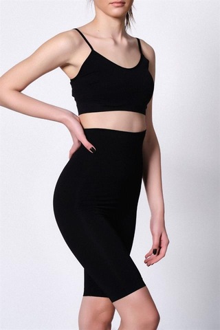 Emay Dikişsiz Uzun Paça Çift Kat Bokser Korse 2015 Siyah