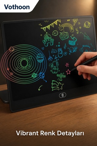 Zenvia 20 Inc Renkli Lcd Grafik Dijital Kalemli Çizim Tableti Yazı Tahta Not Yazma Eğitim Tableti Siyah Znv2026