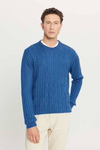 AC&Co / Altınyıldız Classics Erkek Havacı Mavi Standart Fit Normal Kesim Bisiklet Yaka Jakarlı Yünlü Triko 4A4923100209HVMXXL Mavi