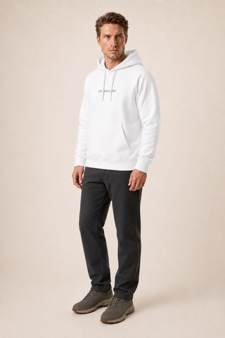 Redline Kitell Yeni Sezon Erkek Regular Fit Pamuklu Kapüşonlu Sweatshirt Beyaz