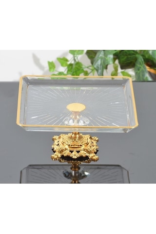 Atabey Home Döküm Ayaklı Yaldız Detaylı Kare Servis Tabağı Altın