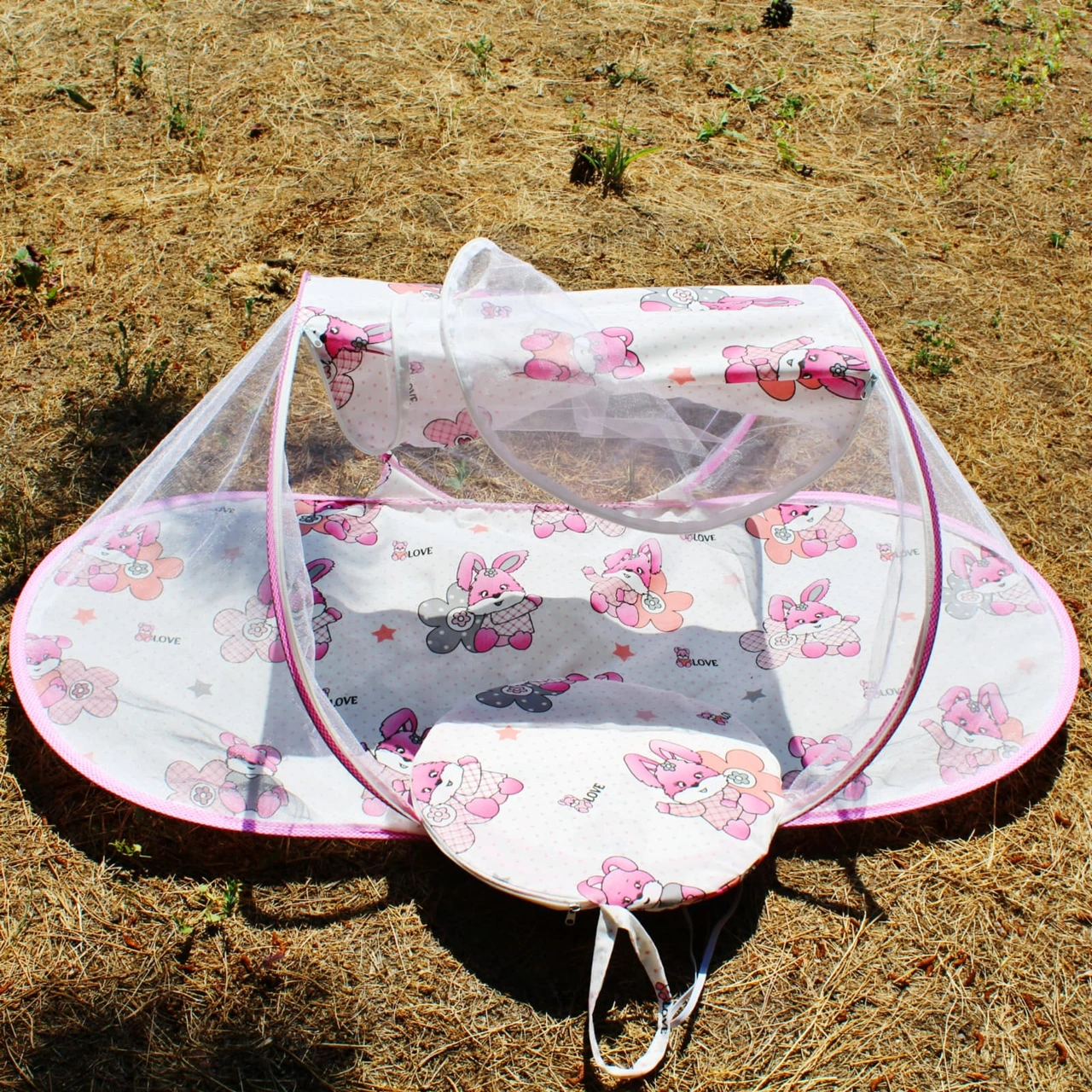 Katlanabilir Bebek Cibinlik Çantalı Bebek Tül Sineklik Haşere Koruyucu Bebek Gölgelik 120-60 CM