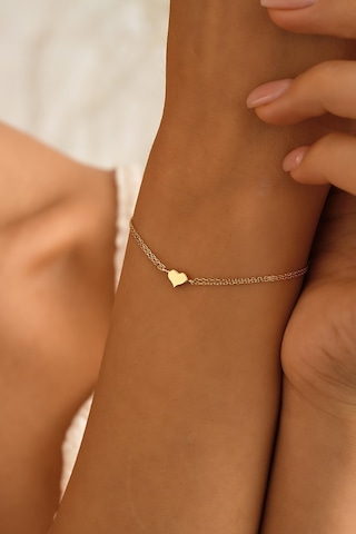 Sefa Gold 14 Ayar Altın Mini Kalp Bileklik Sarı - Beyaz Altın