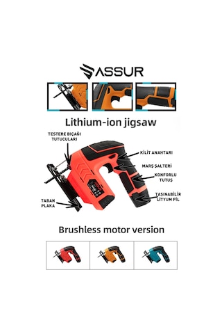 Assur ASR819-02-08 12V Çift Akü Dekupaj Testere Kırmızı