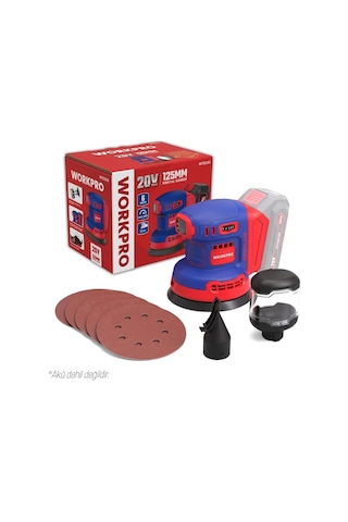 Workpro Wp392203 20volt 125mm Şarjlı Kömürsüz Devir Ayarlı Profesyonel Eksantrik Zımpara Aküsüz