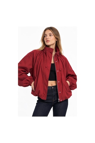 Hiccup Oversize Dik Yakalı Bomber Ceket Kiraz Kırmızısı