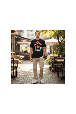 Urbantrendstore Unisex Anneler Günü Hediyesi Oversize Fit Rahat Geniş Salaş T-shirt Günlük Tişört Siyah