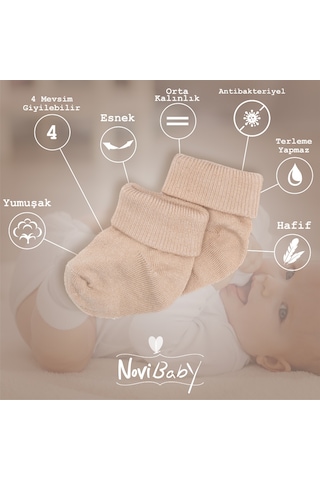 Novibaby 5'li Bambu Yenidoğan Bebek Çorap I Sweet I 0-6 ay "Karışık Renkli"