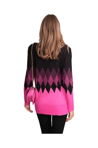 Kadın V Yaka Baklava Desen Kazak 12807 Bgl-st04104 Pembe