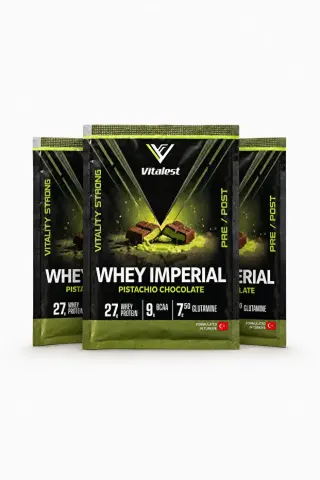 Vitalest Whey Imperial Fıstıklı Çikolata Aromalı Whey Protein Tozu 38 G X 3 3' Lü Sashet Deneme Paketi Dubai Çikolatası