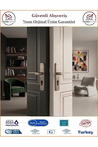 Trendhomm Sedir Aynalı - Nikel Saten - Yale Dış Çelik Kapı Kolu