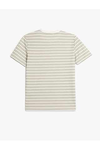 Koton Çizgili Kısa Kollu Bisiklet Yaka Slim Fit Tişört Yeşil Çizgili 5sam10023hk Yeşil Çizgili
