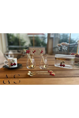 Store 6 Adet Kirazlı Kaşık Kirazlı Çay Kahve Kaşığı Kokteyl Karıştırıcı Tatlı Kaşığı Çok Renkli