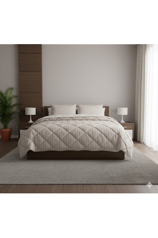 Clasy Çift Kişilik Ranforce Yorgan Paris 4 Vizon Krem Çok Renkli