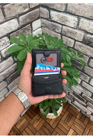 Guard Mıknatıslı Küçük Boy Siyah Hakiki Deri Kartlık/kartvizitlik Erkek / Kadın P131 Siyah