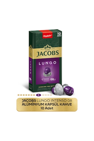 Jacobs Lungo 8 Intenso Nespresso Uyumlu Alüminyum Kapsül Kahve 10 Adet