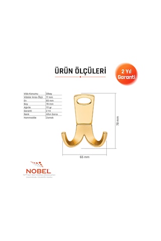 Seylan Askı, Metal Vestiyer Askısı, Altin, Duvar Ve Dolap Askılığı 5'li Set Vidalı Altın