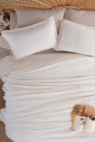 İyi Geceler İstanbul Zen Stone Krem Çift Kişilik %100 Pamuk Yatak Örtüsü Seti Krem