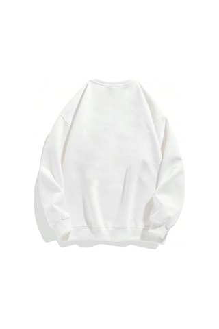 Adrift Letter & Tennis Racket Print Drop Shoulder Sweatshirt Beyaz Beyaz